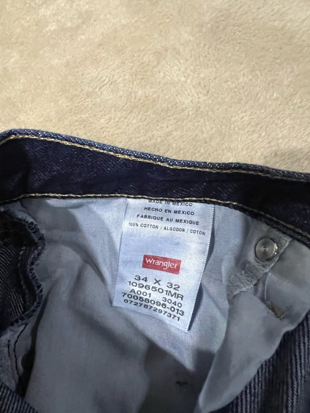Wrangler Men's Indigo Straight Leg Jeans 34 x 32 - Picture 3 of 3